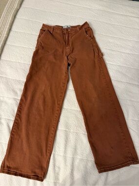 Wide-Leg Women's Jeans in Rust Brown